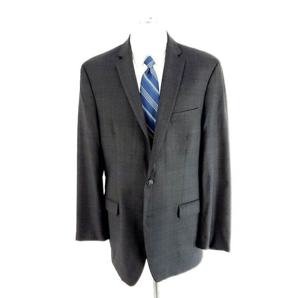 Calvin Klein Wool 2 Button Blazer‎ 44L Gray Sharkskin - Picture 3 of 10
